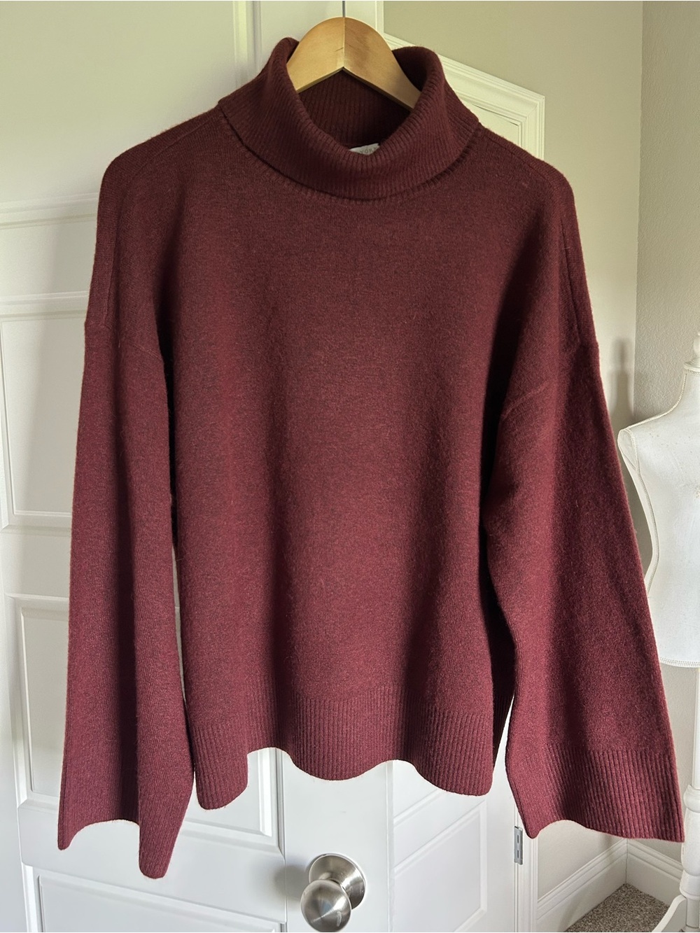 Preston & York Bethany Sweater Alpaca Wool Blend Turtleneck Wide Sleeve Plum L